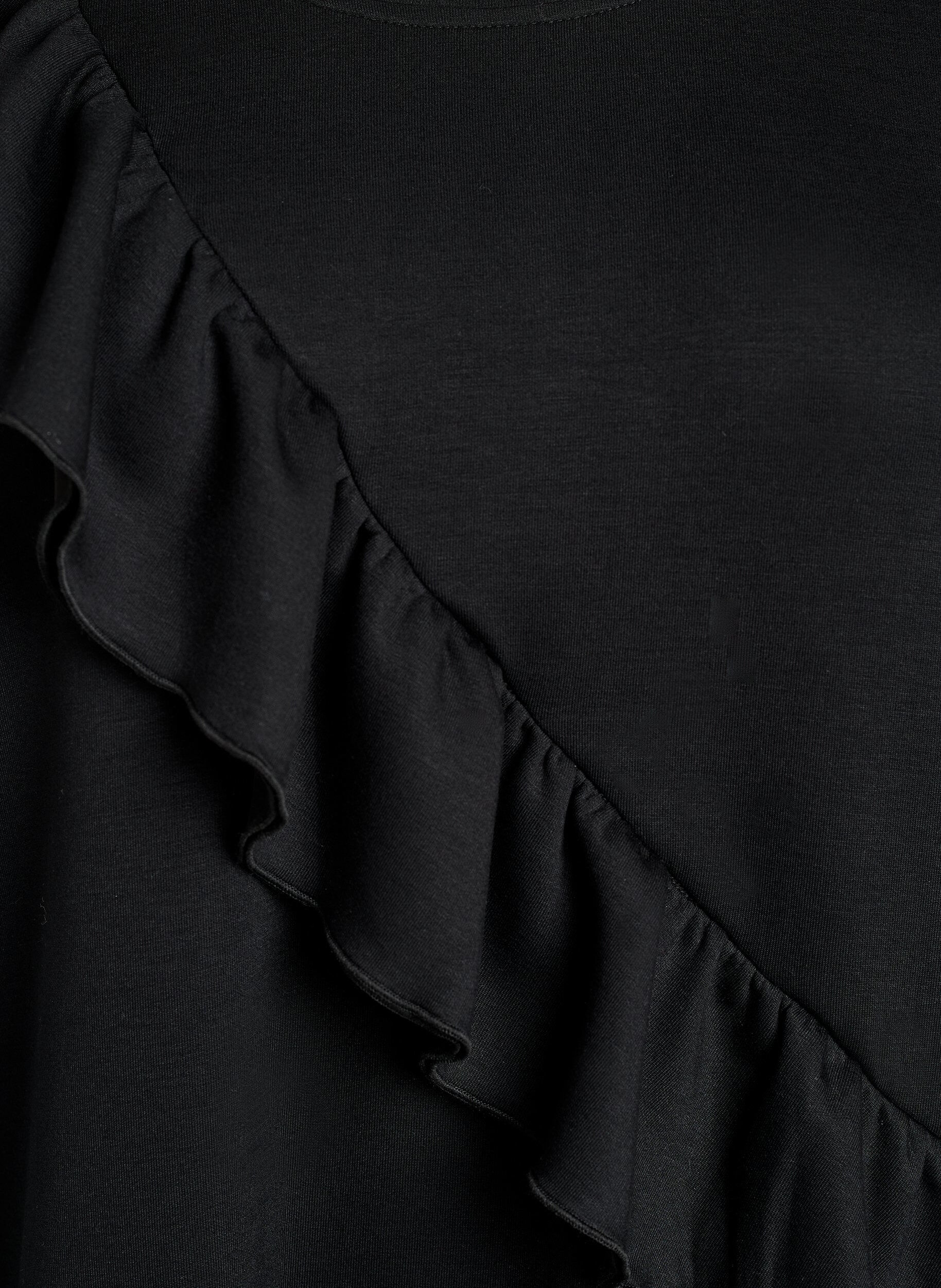 ZizziBlouse en jersey avec un volant en diagonale, Noir, Packshot image number 2