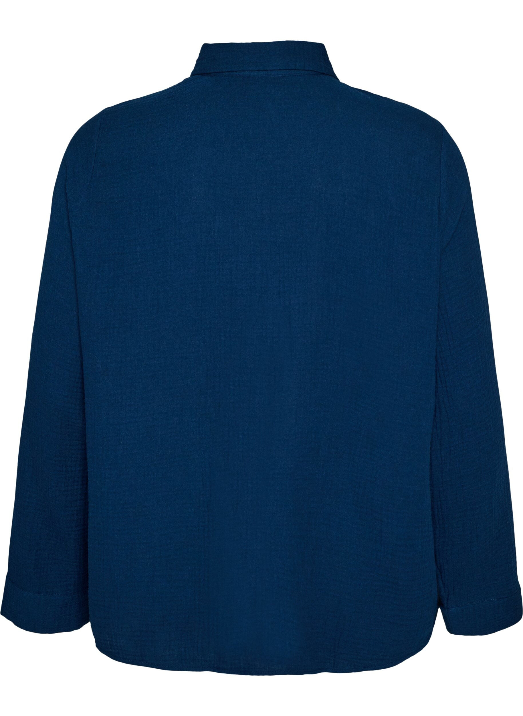 ZizziChemise de nuit &agrave; manches longues en mousseline de coton, Bleu, Packshot image number 1