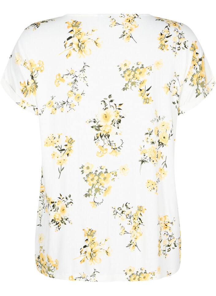 T-shirt avec imprim&eacute; floral, Jaune, Packshot image number 1