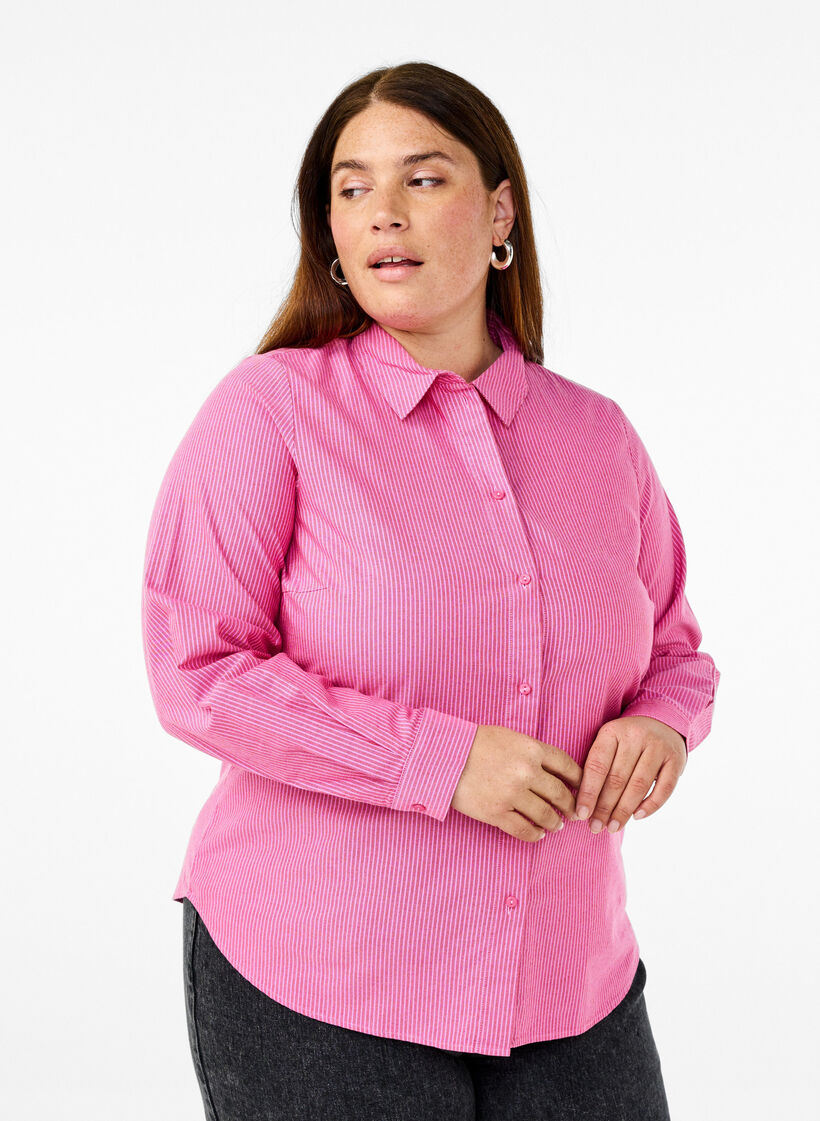 Chemise &agrave; manches longues en coton, Rouge, Model image number 0