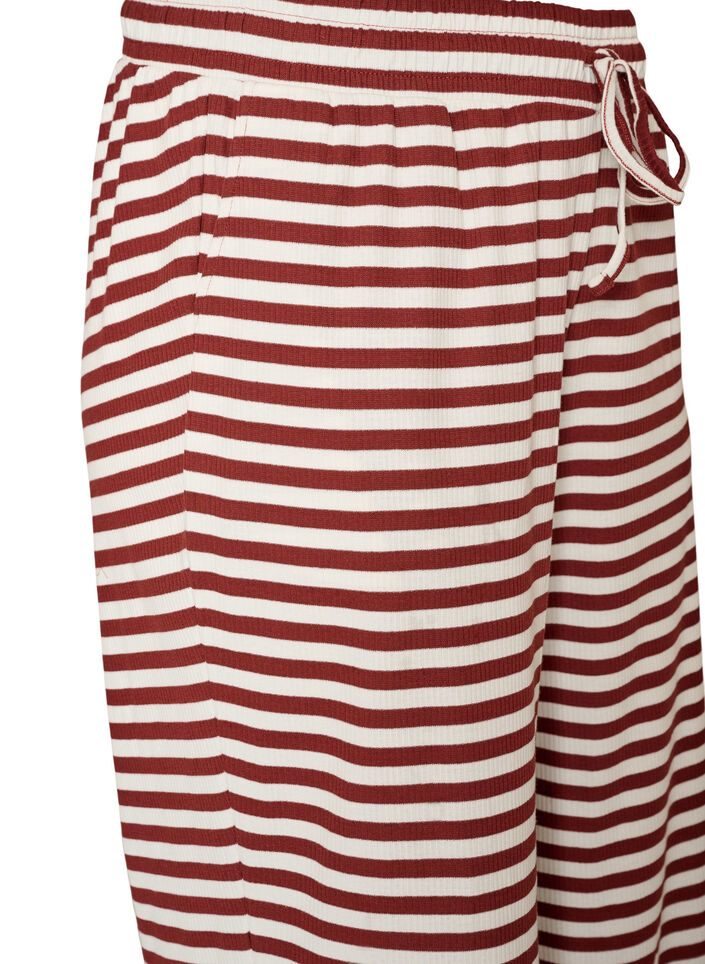 Pantalon de pyjama ray&eacute; &agrave; taille haute et coupe ample, Rouge, Packshot image number 2