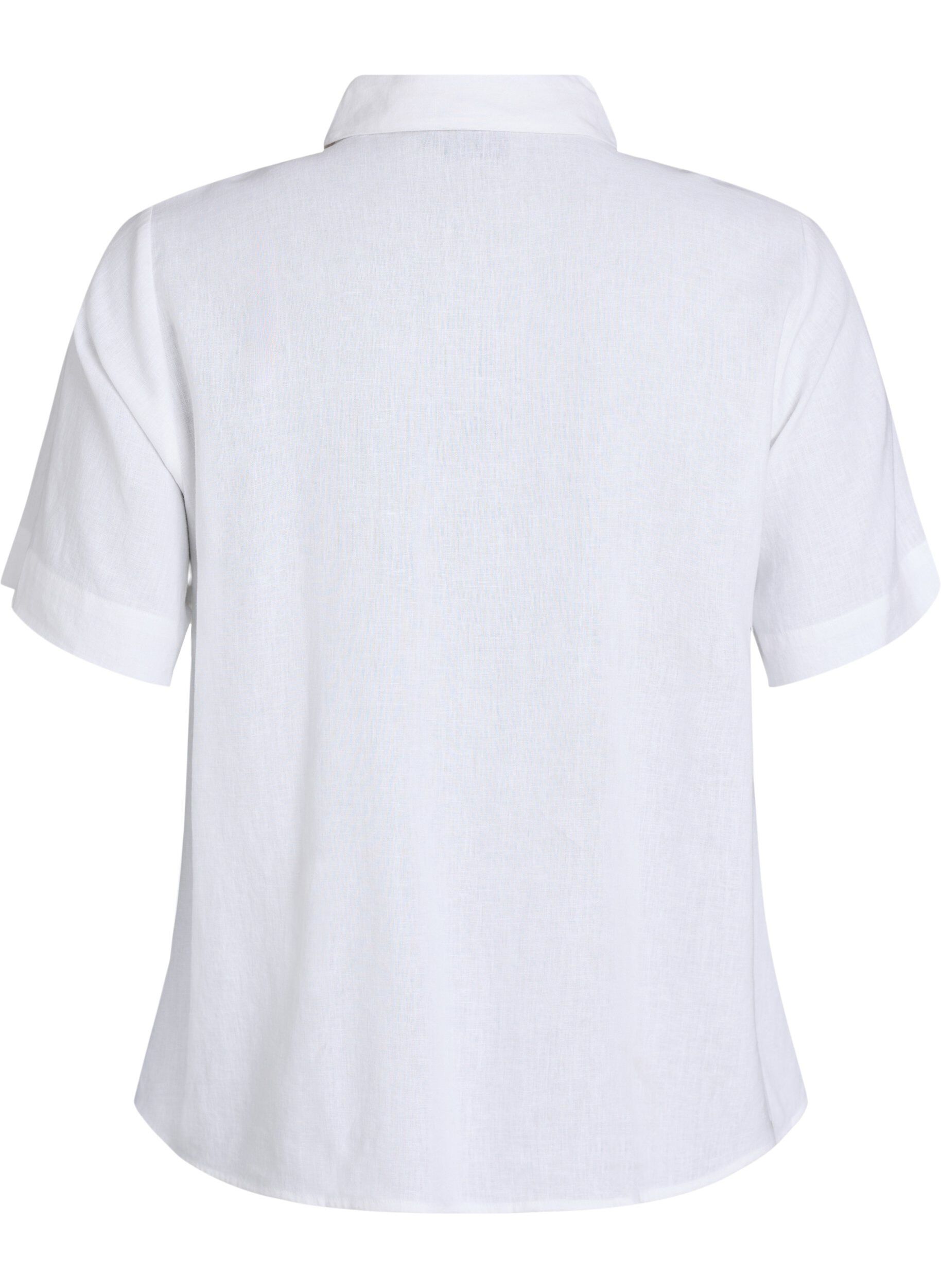 Zizzi Chemise &agrave; manches courtes en lin et viscose, Blanc, Packshot image number 1