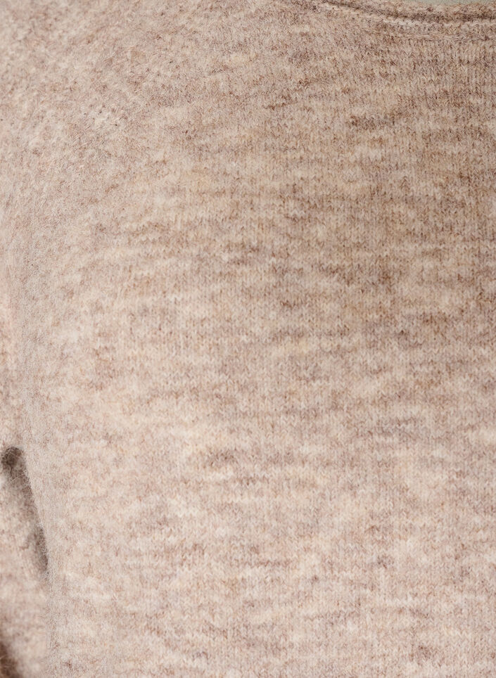 Pull en maille &agrave; manches raglan et large bordure en dentelle, Beige, Packshot image number 2