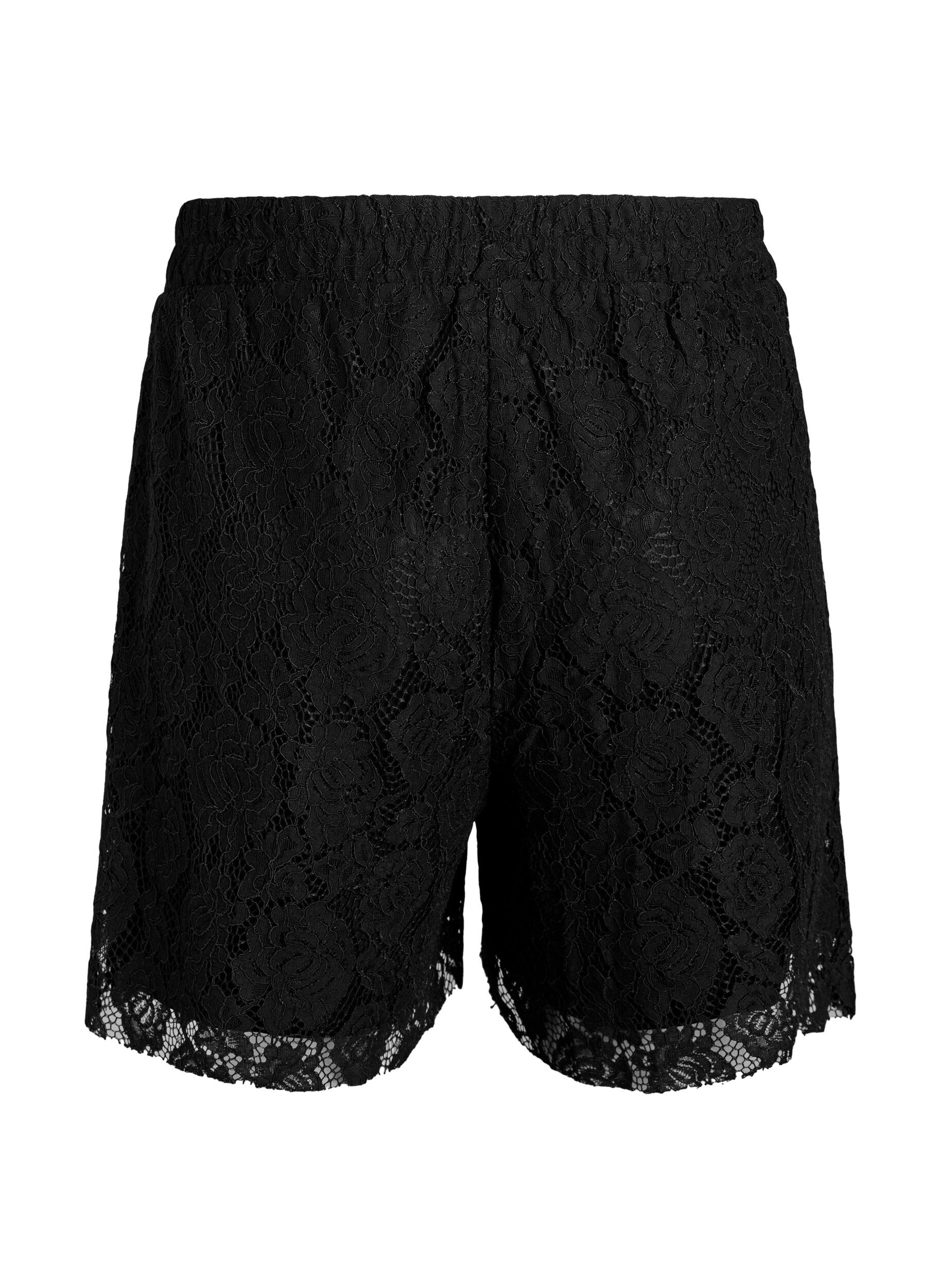 Zizzi Short ample en dentelle, Noir, Packshot image number 1
