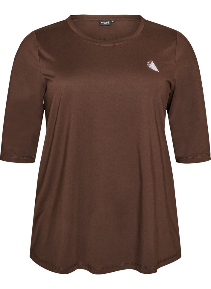 Sports top with 3/4 sleeves, Marron, Packshot image number 0