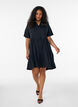 Robe en jersey avec d&eacute;tails en dentelle et jupe superpos&eacute;e, Noir, Model image number 1
