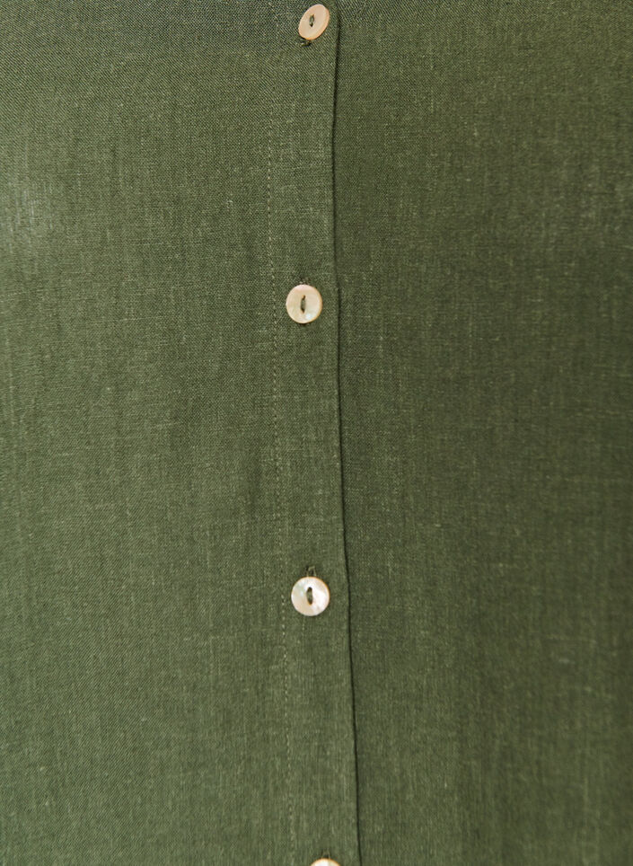 Blouse en lin et viscose avec col en V, Vert, Packshot image number 2