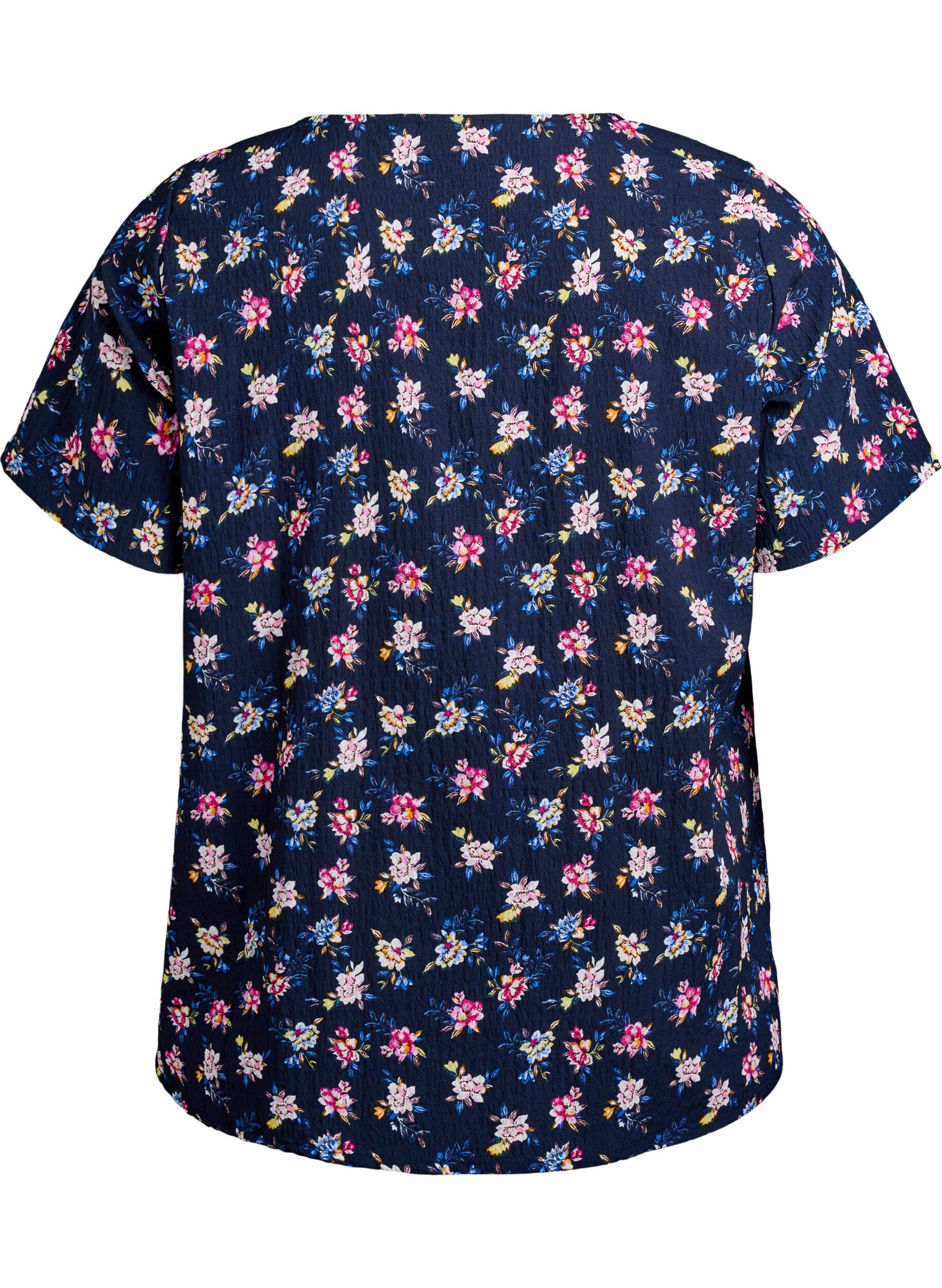 Zizzi FLASH - Chemisier &agrave; manches courtes en tissu textur&eacute;, Bleu, Packshot image number 1