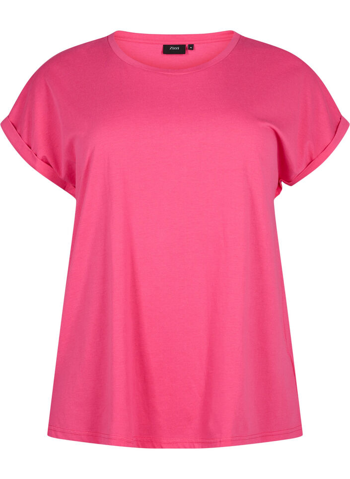 T-shirt &agrave; manches courtes en coton m&eacute;lang&eacute;, Rose, Packshot image number 0