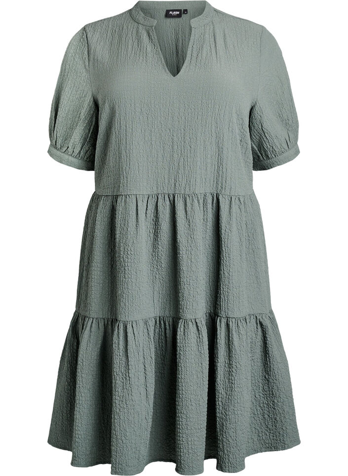 Robe courte &agrave; coupe &eacute;vas&eacute;e, Vert fonc&eacute;, Packshot image number 0