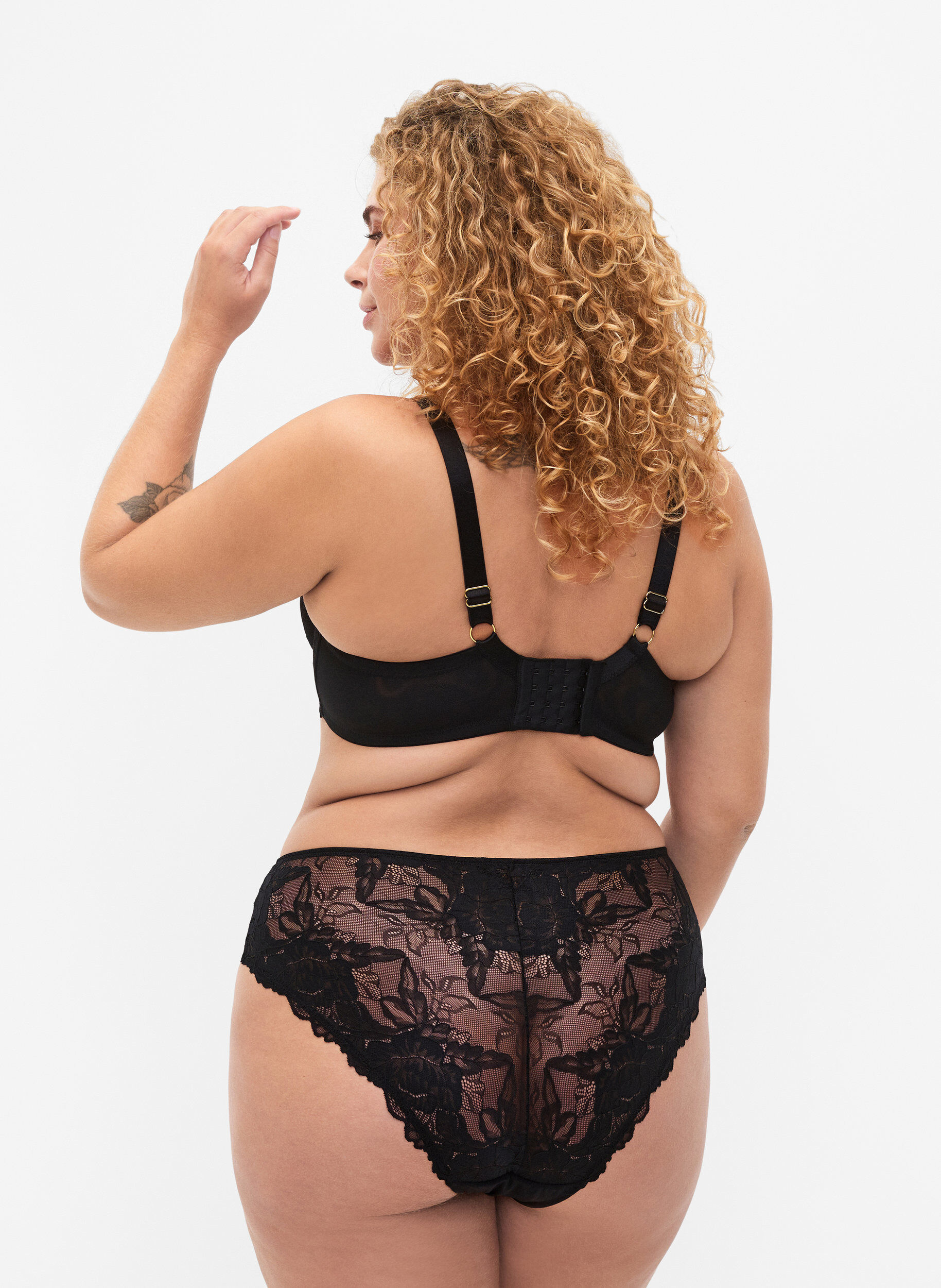 Zizzi 2-pack culottes tai en dentelle taille normale, Black, Model image number 1