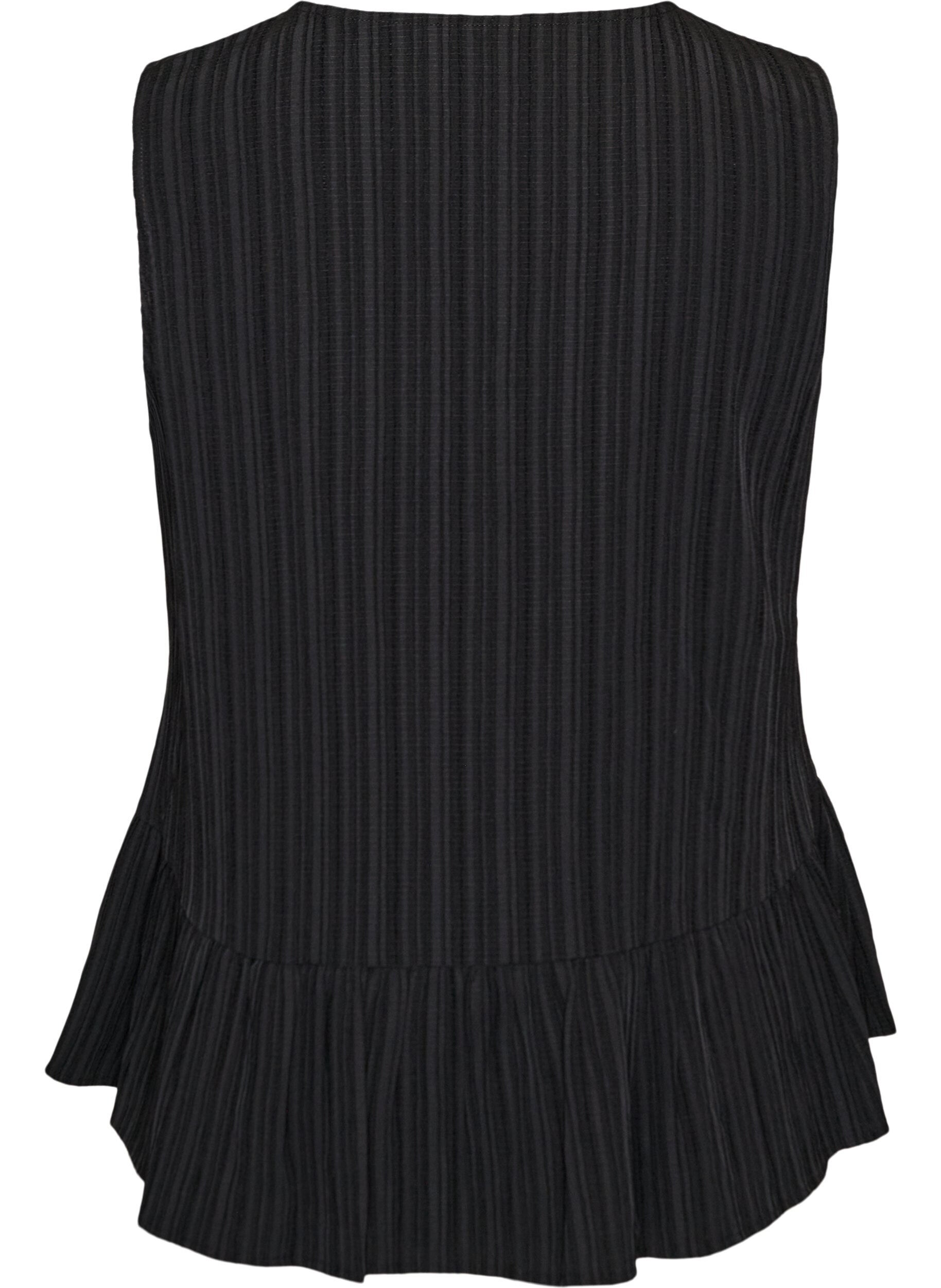 ZizziBlouse sans manches textur&eacute;e avec lien &agrave; nouer, Noir, Packshot image number 1