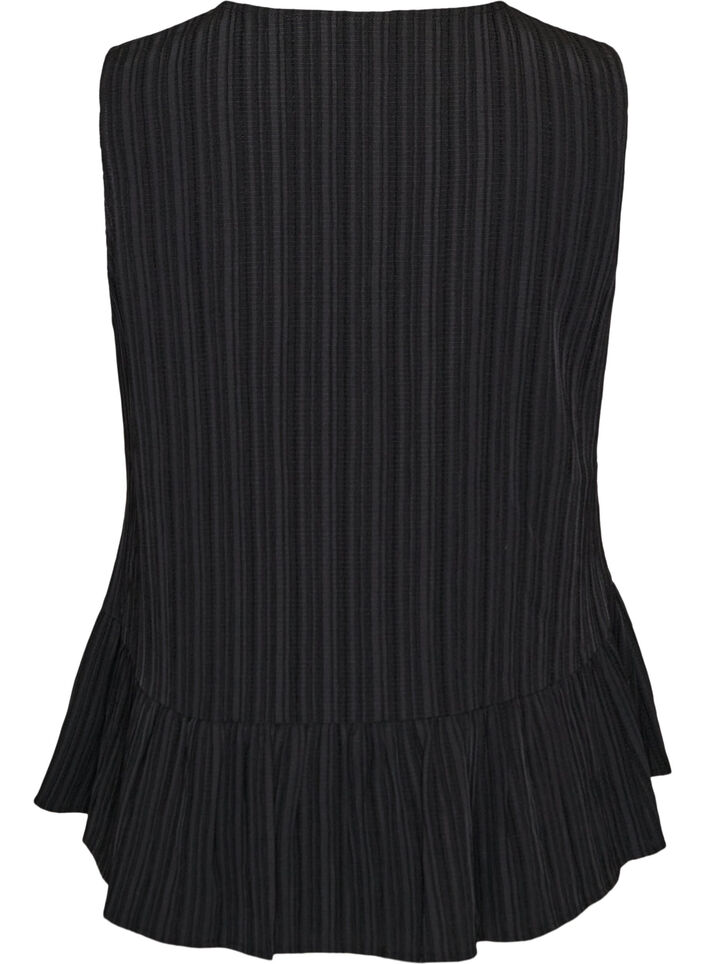 Blouse sans manches textur&eacute;e avec lien &agrave; nouer, Noir, Packshot image number 1