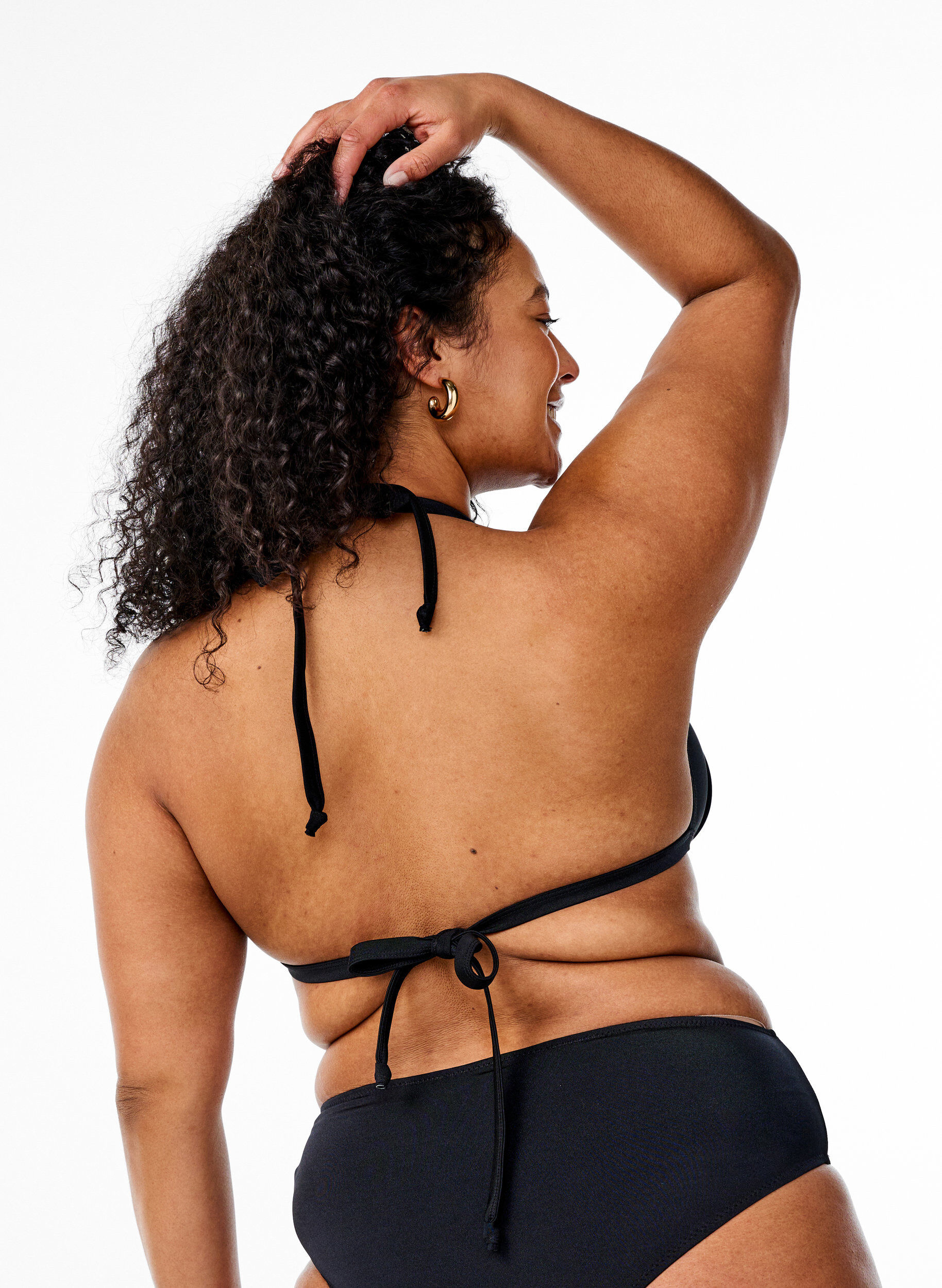 Zizzi Haut de bikini triangle uni, Noir, Model image number 1