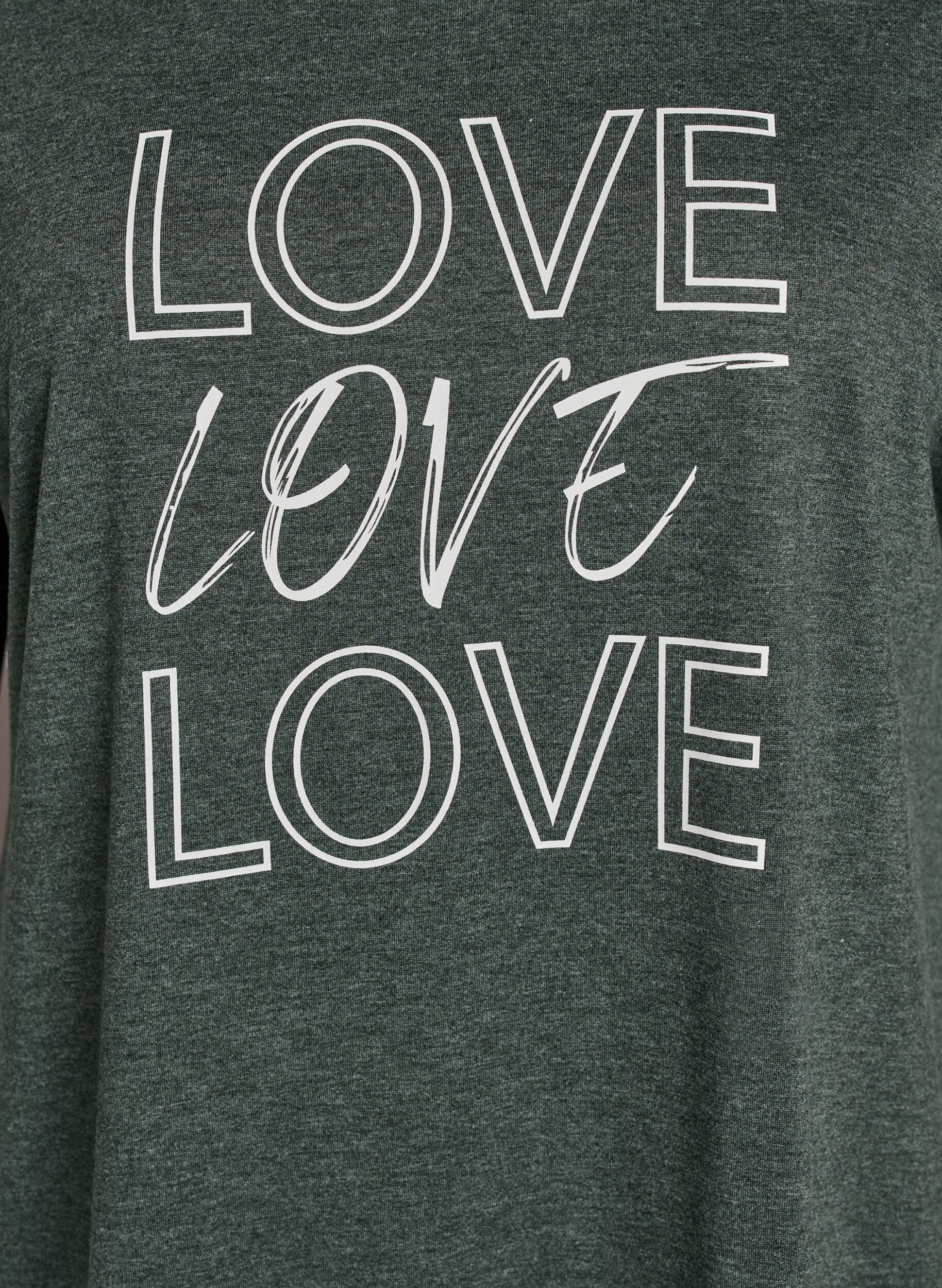 Zizzi Chemise de nuit &agrave; manches courtes avec imprim&eacute; de texte, Vert, Packshot image number 2