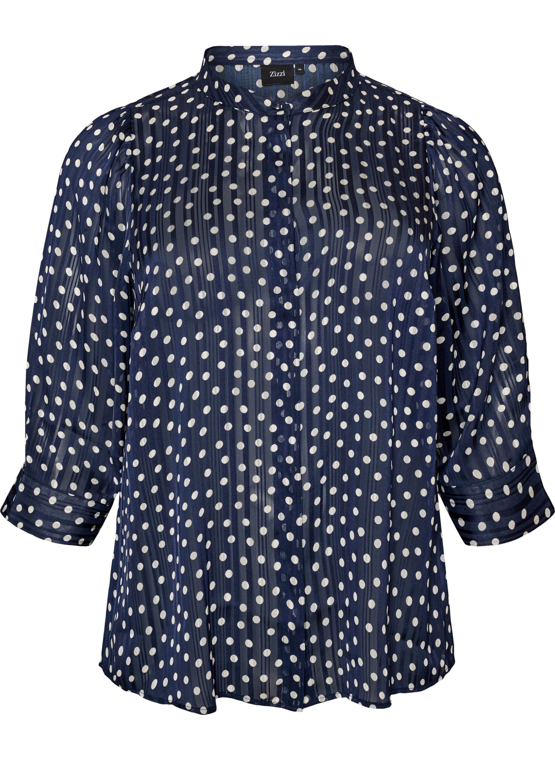 ZizziChemise &agrave; motifs avec col montant et manches 3/4, Bleu, Packshot image number 0