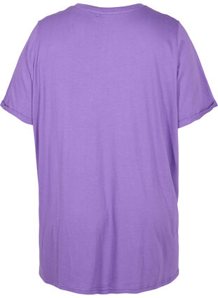 T-shirt à col en V surdimensionné de couleur unie, Deep Lavender, Packshot image number 1