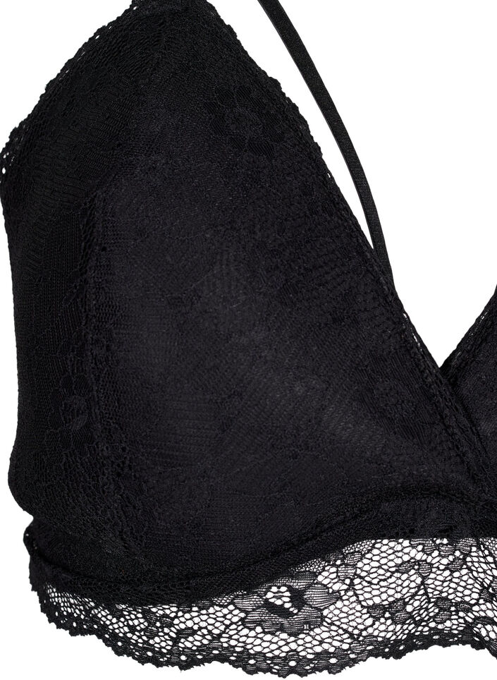 Soutien-gorge en dentelle avec détails en string, Noir, Packshot image number 2