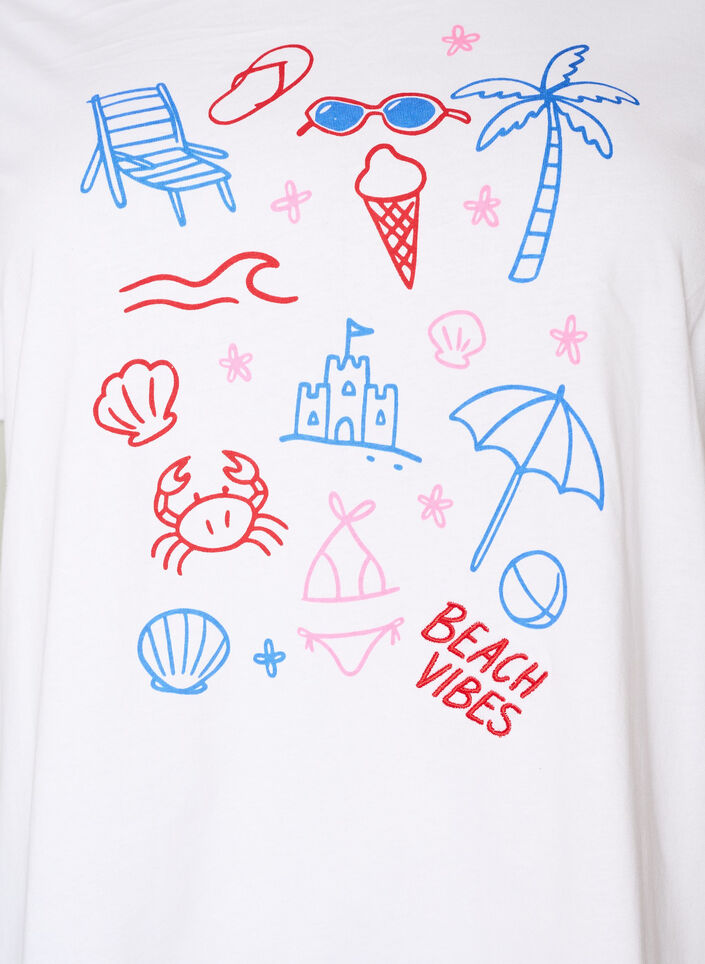T-shirt en coton bio avec imprim&eacute; plage, Blanc, Packshot image number 2
