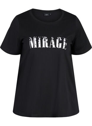 T-shirt avec imprimé en coton biologique, Black, Packshot image number 0