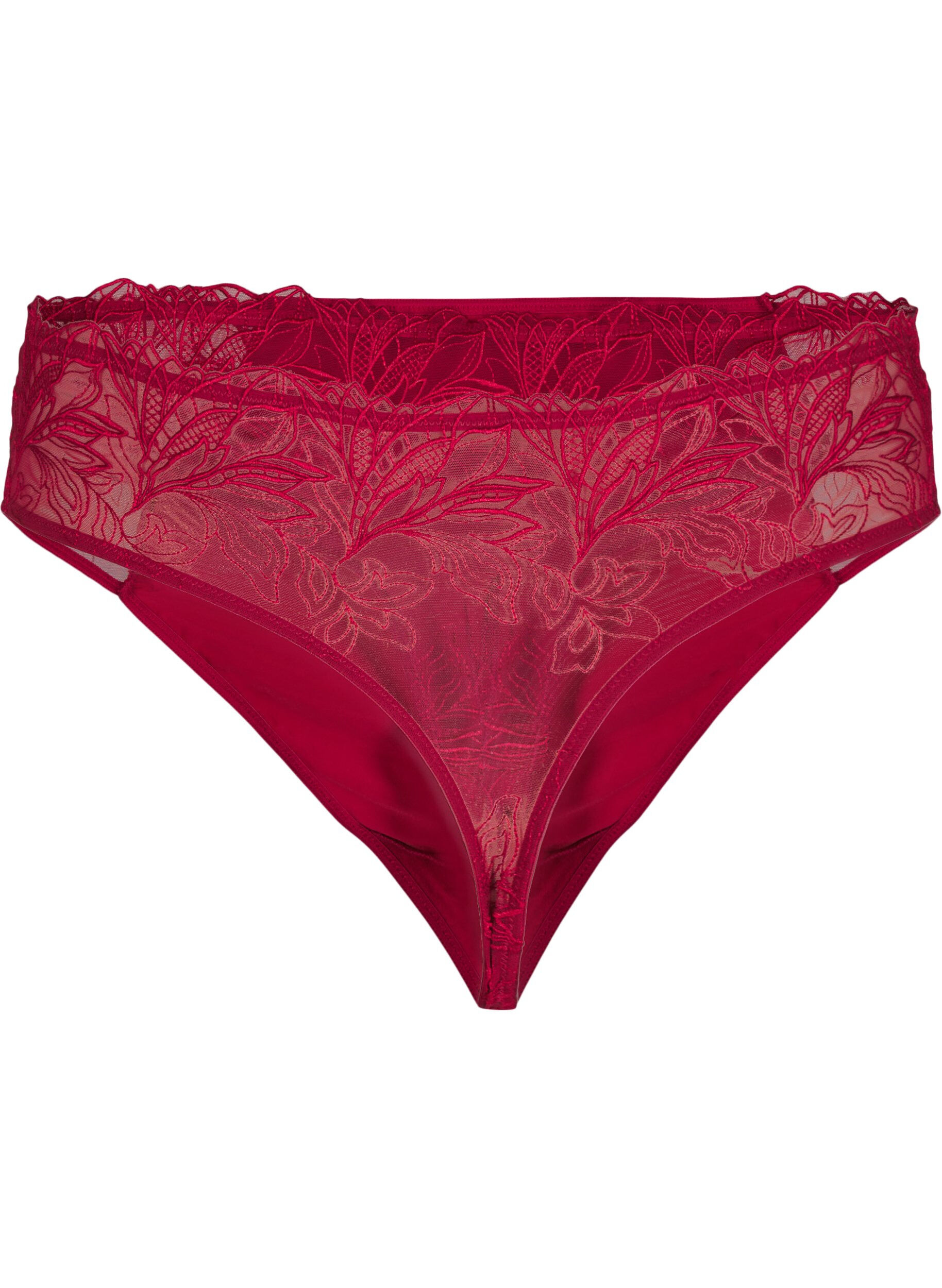 ZizziString en microfibre avec dentelle, Rouge, Packshot image number 1