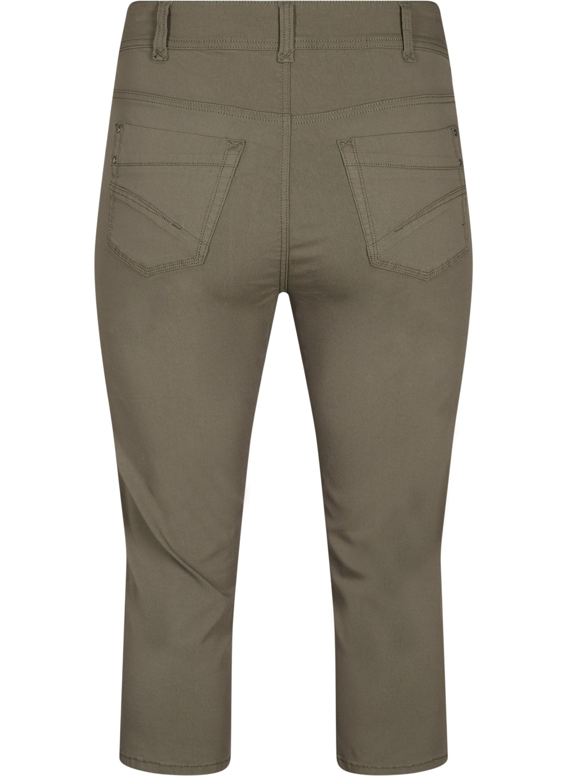 Zizzi Pantalon capri ajust&eacute; en m&eacute;lange de viscose, Dusty Olive, Packshot image number 1