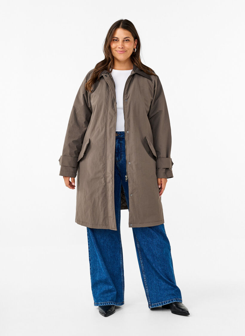 Manteau de transition avec col et poches en velours, Chocolate Chip, Model image number 2