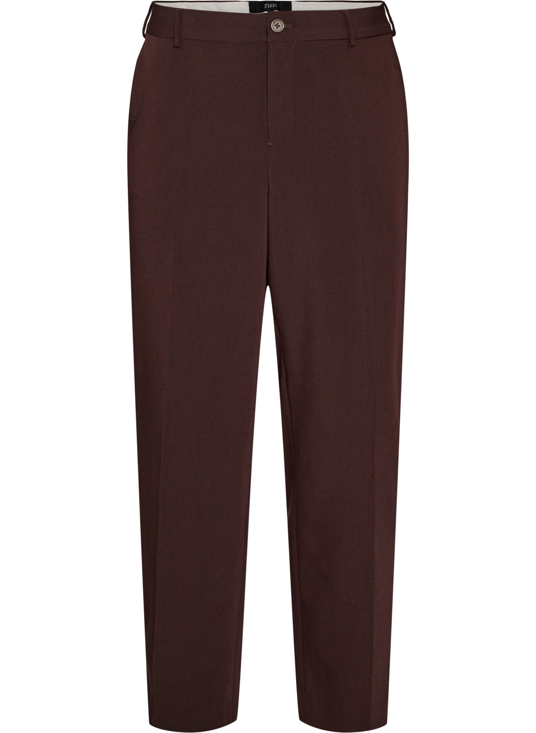 ZizziPantalon tailleur large &agrave; taille haute, Marron, Packshot image number 0