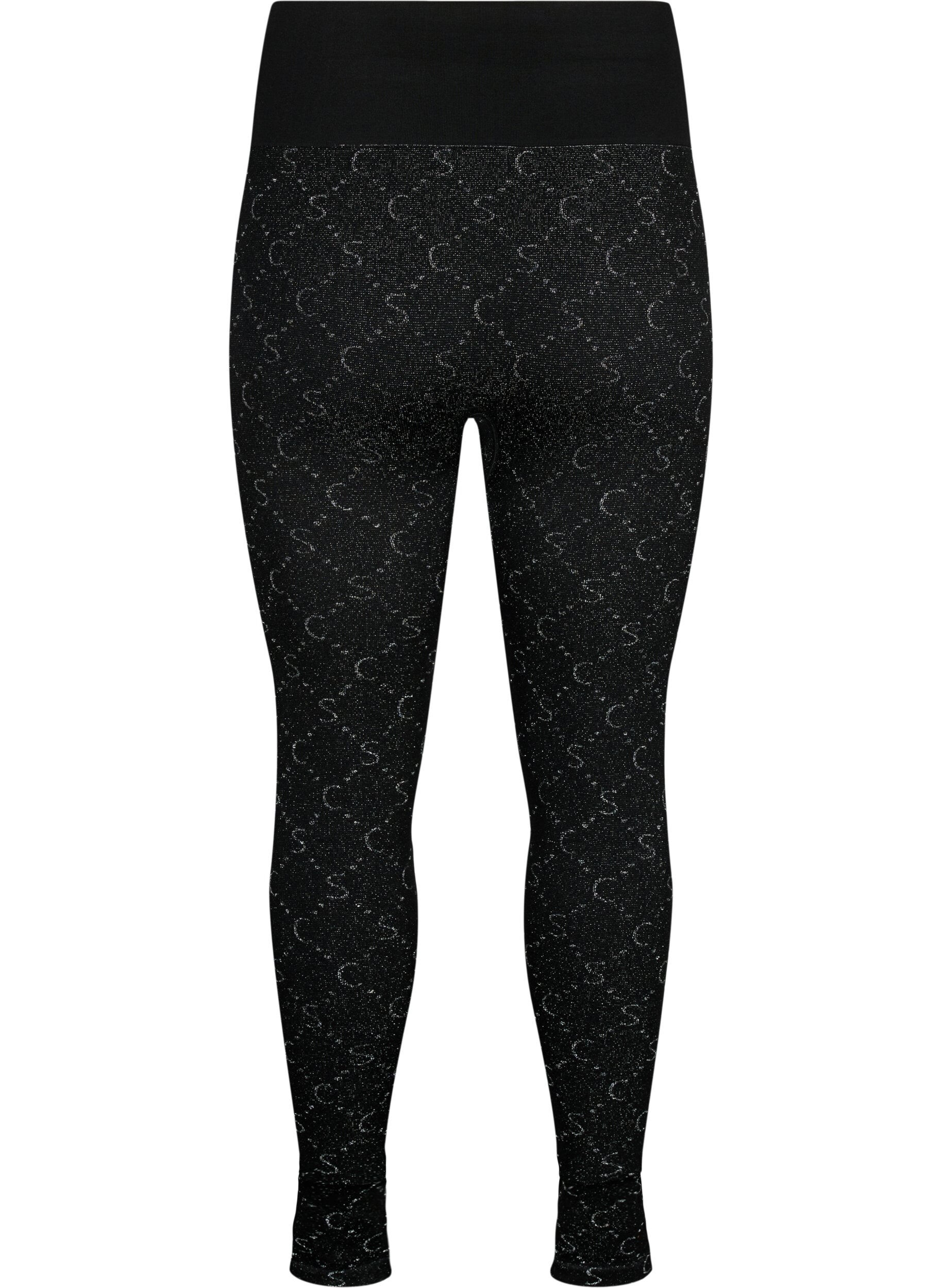 Zizzi Leggings sans couture avec motif argent&eacute;, Black, Packshot image number 1