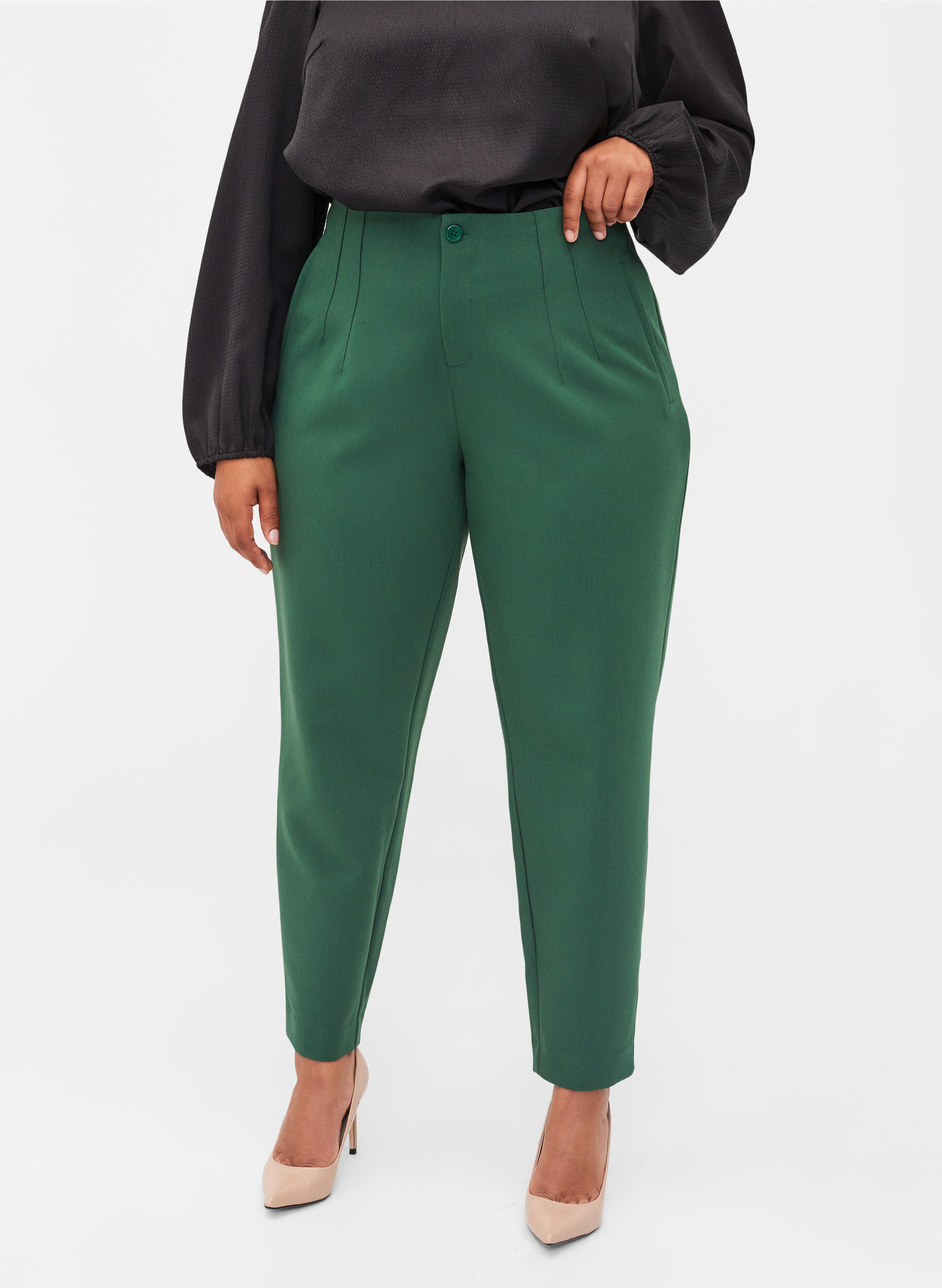 Zizzi Pantalon classique taille haute, Formal Garden, Model image number 2