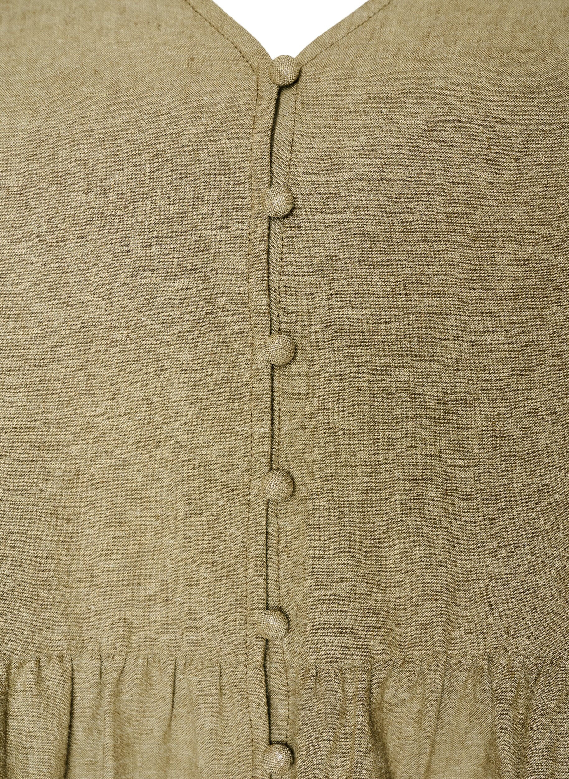 Zizzi Blouse en lin et viscose avec un col en V et une fermeture boutonn&eacute;e, Vert, Packshot image number 2