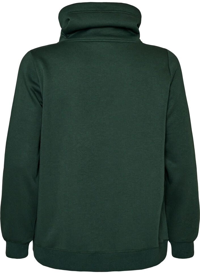Sweat &agrave; col montant et poches, Vert fonc&eacute;, Packshot image number 1