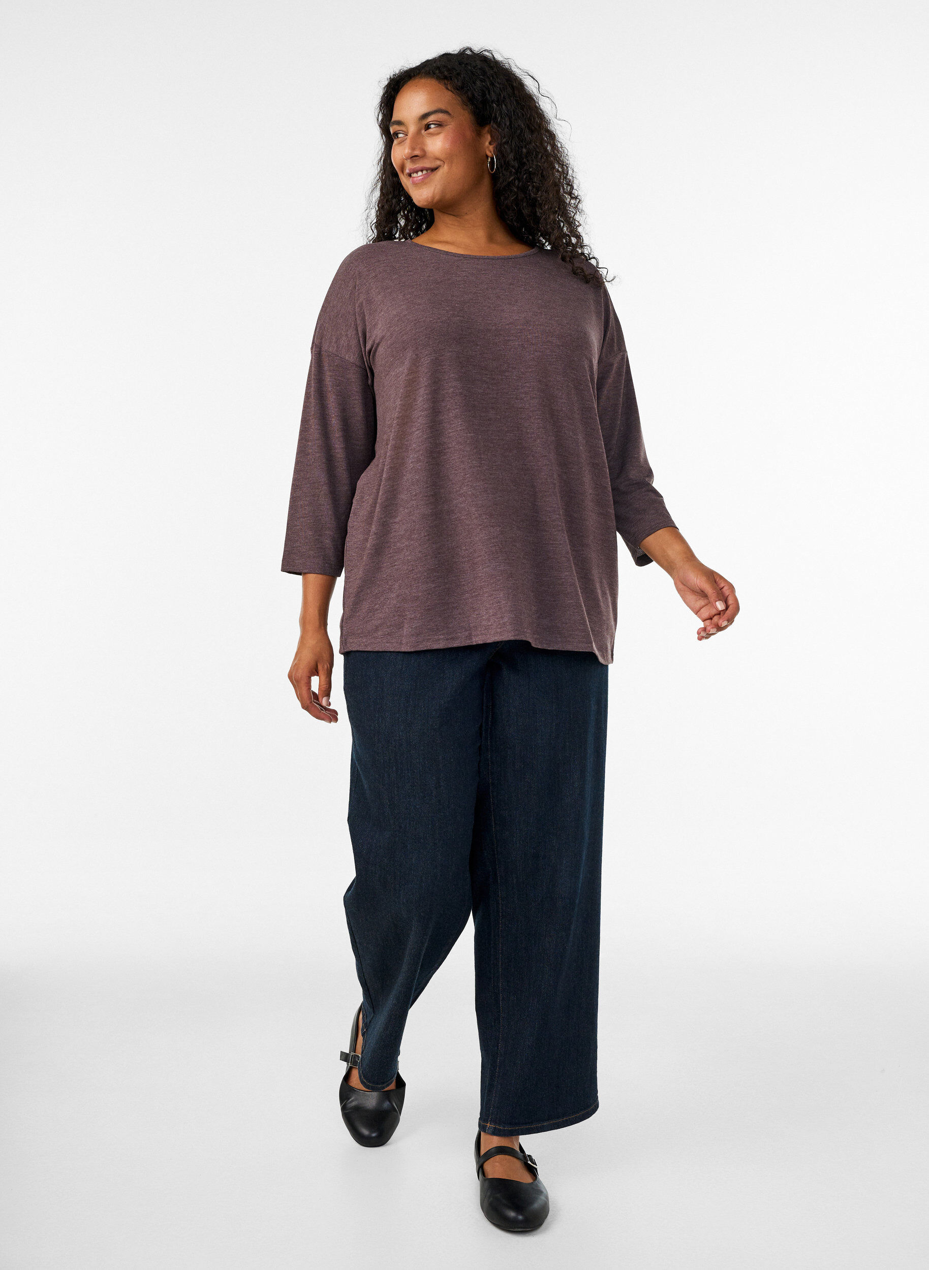 ZizziBlouse en jersey avec manches 3/4, Marron, Model image number 1