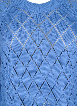 Chemisier tricoté à manches longues avec motif à trous, Blue Bonnet, Packshot image number 2
