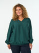 Blouse avec effet ballon et d&eacute;tails en mousseline, Vert fonc&eacute;, Model image number 0