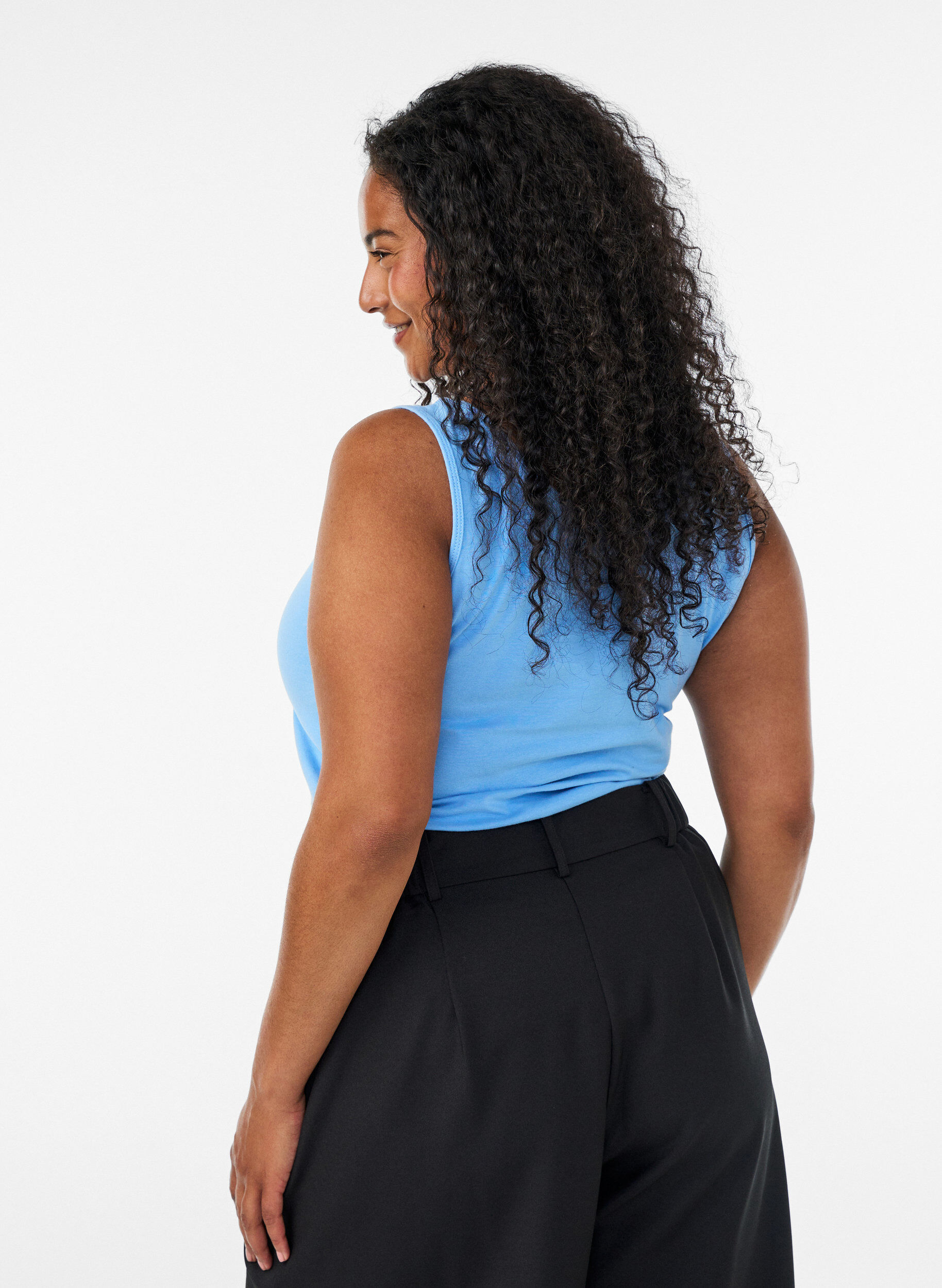 ZizziHaut basic uni en coton, Bleu Clair, Model image number 2