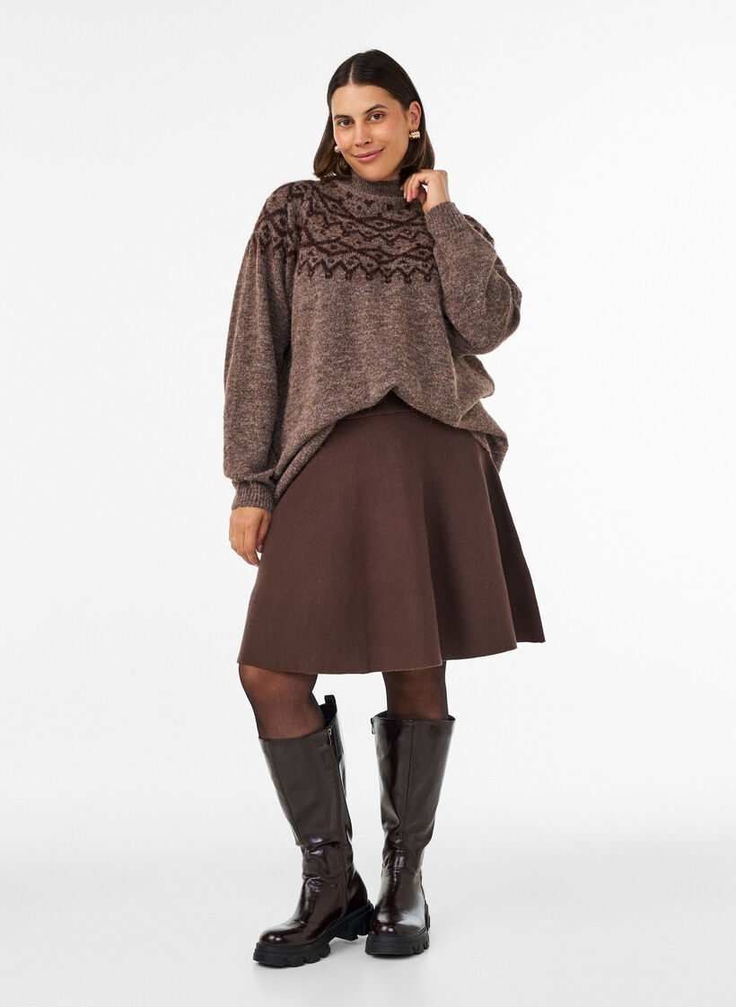Pull &agrave; motifs nordiques, Marron, Model image number 1