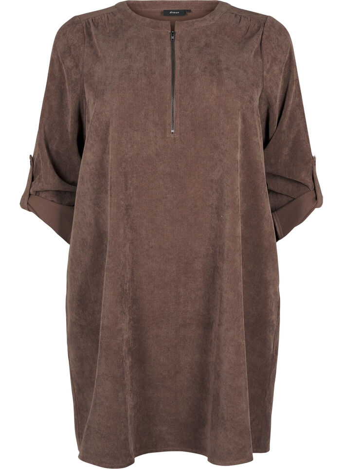 Robe en velours avec détail de fermeture éclair, Chocolate Martini, Packshot image number 0