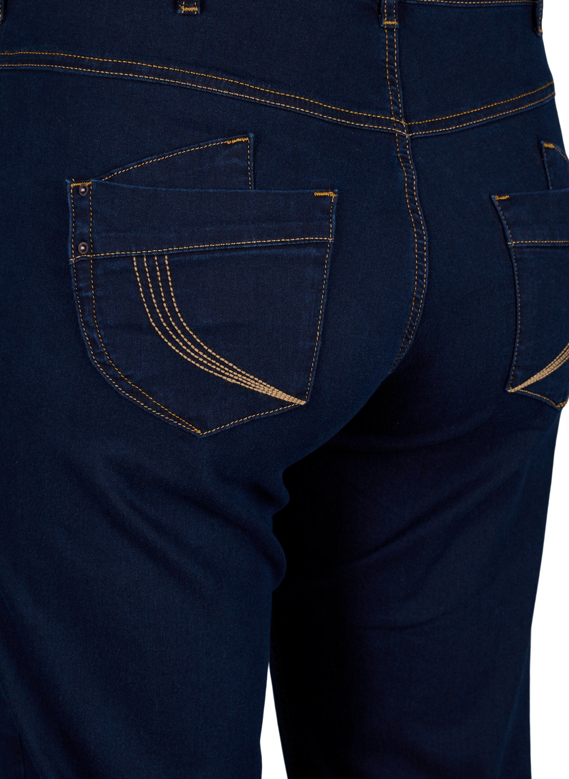 Zizzi Jeans Gemma taille haute coupe droite, Bleu, Packshot image number 3