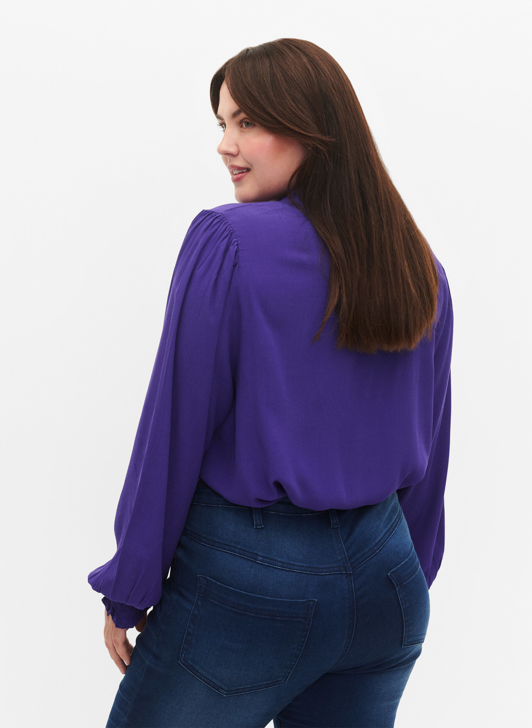Zizzi Blouse &agrave; manches longues en viscose, Heliotrope, Model image number 1