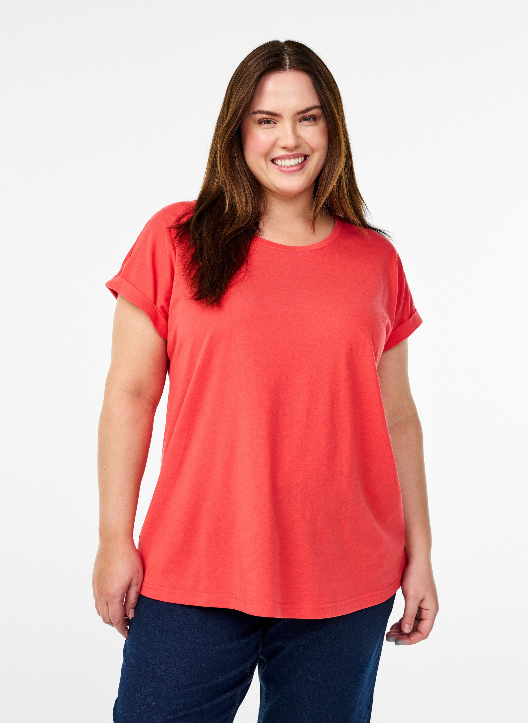ZizziT-shirt &agrave; manches courtes en m&eacute;lange de coton, Rouge, Model image number 0