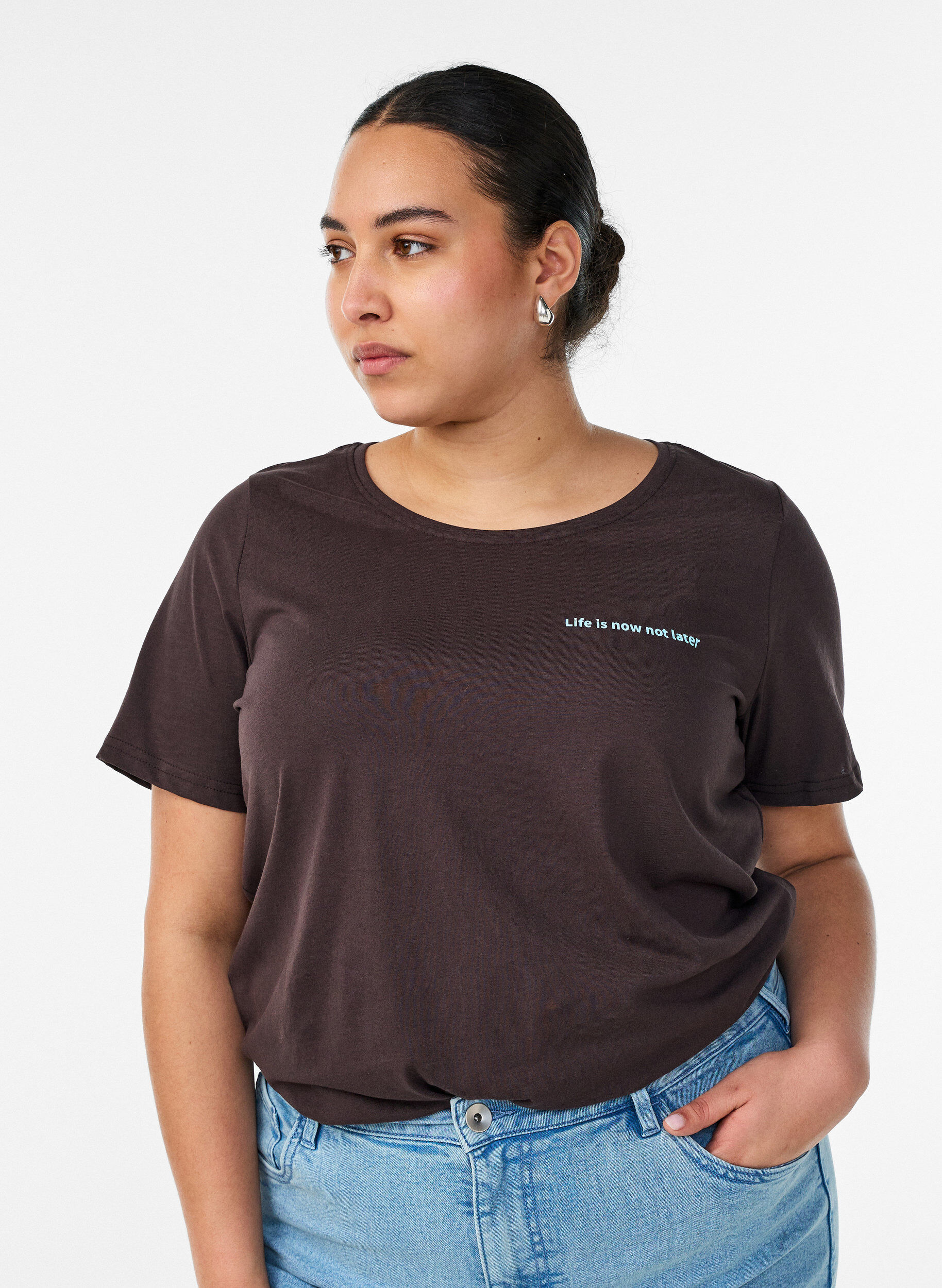 T-shirt imprim&eacute;, Marron, Model