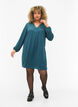 Robe à manches longues et encolure en V., Deep Teal, Model image number 2