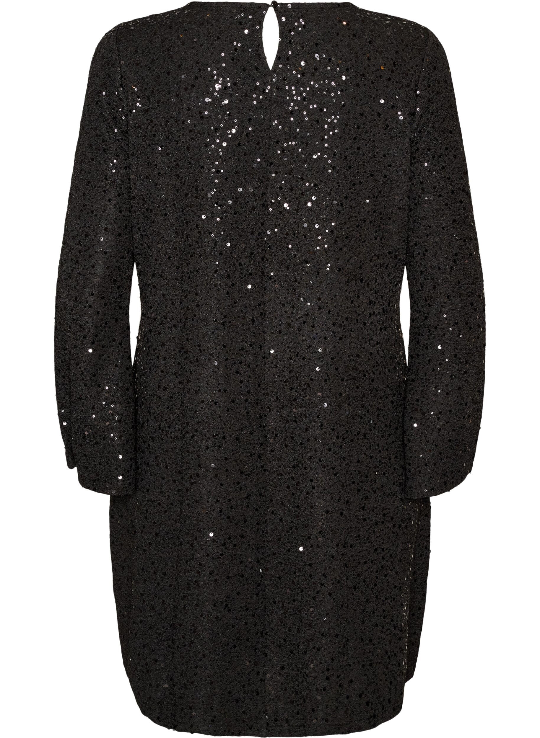 ZizziRobe courte en sequins &agrave; la coupe trap&egrave;ze, Noir, Packshot image number 1