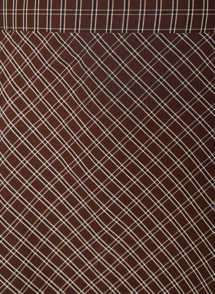 Jupe midi &agrave; carreaux avec bordure en dentelle, Marron, Packshot