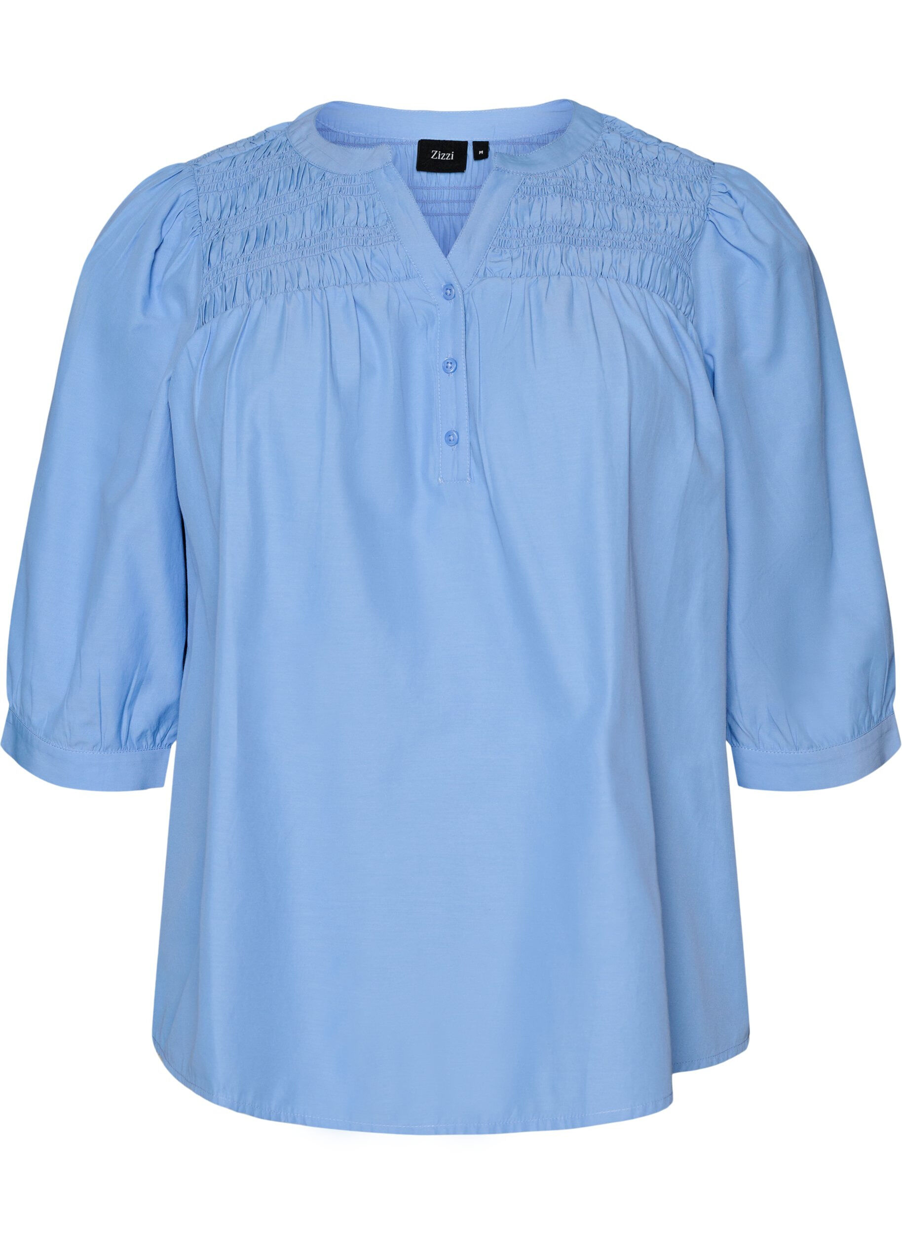 Blouse avec smock et manches 3/4