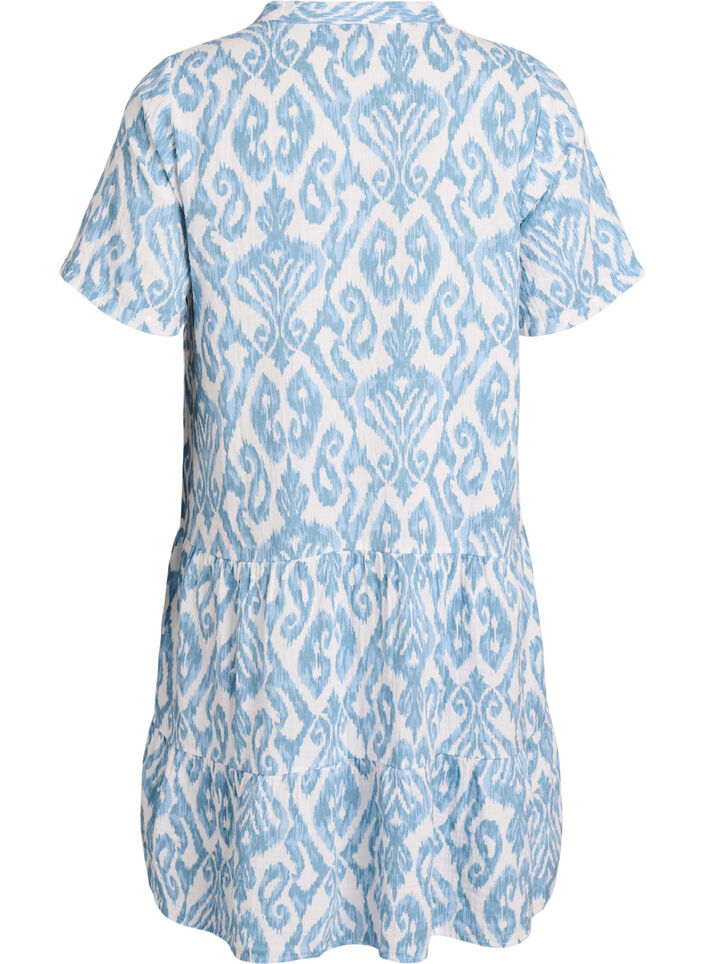 Robe courte &eacute;vas&eacute;e en mousseline de coton, Vanille, Packshot image number 2