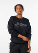 Sweatshirt avec détail statement, Noir, Model image number 0