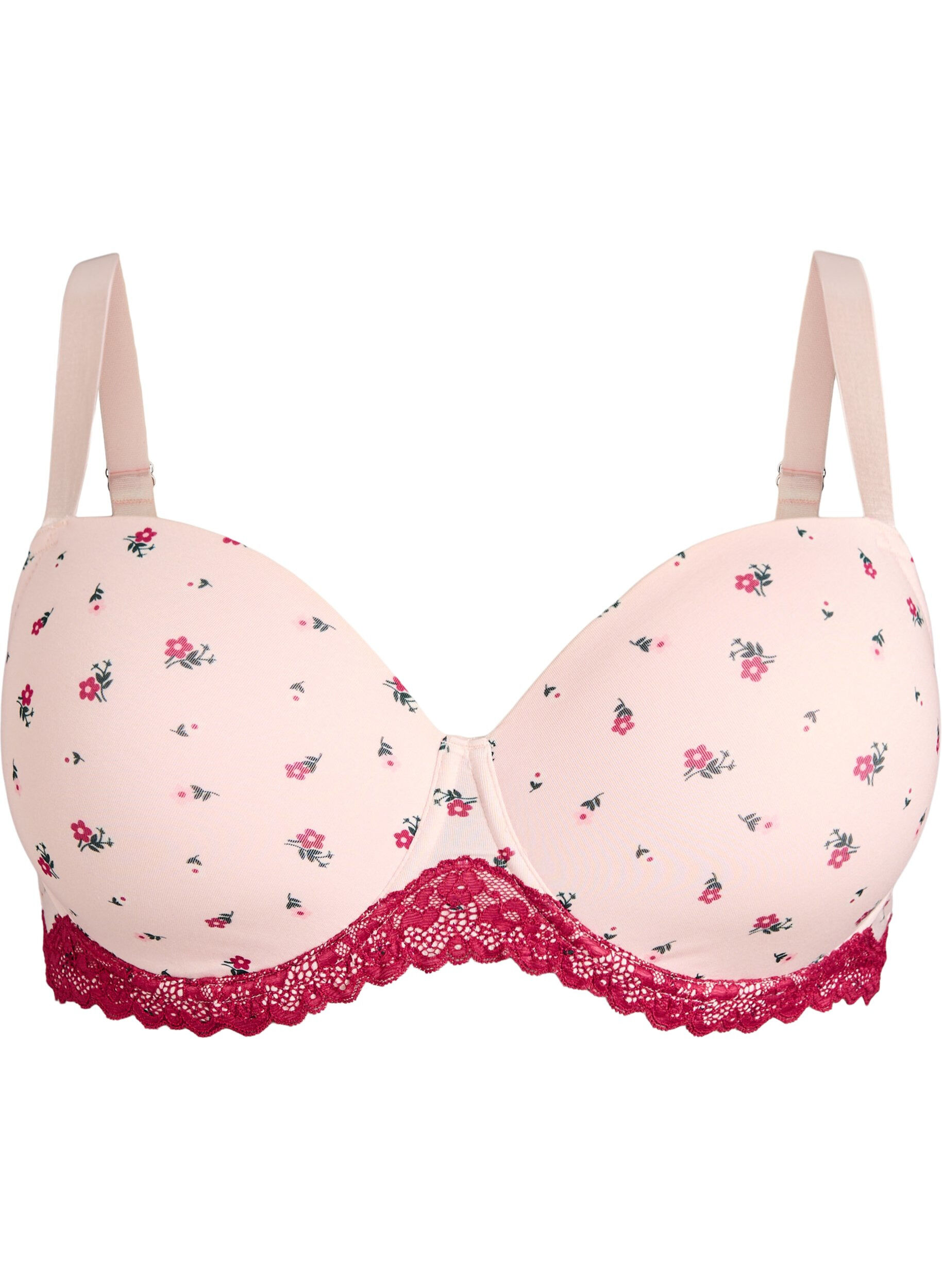ZizziSoutien-gorge coqu&eacute; &agrave; imprim&eacute; floral et dentelle, Rose, Packshot image number 0
