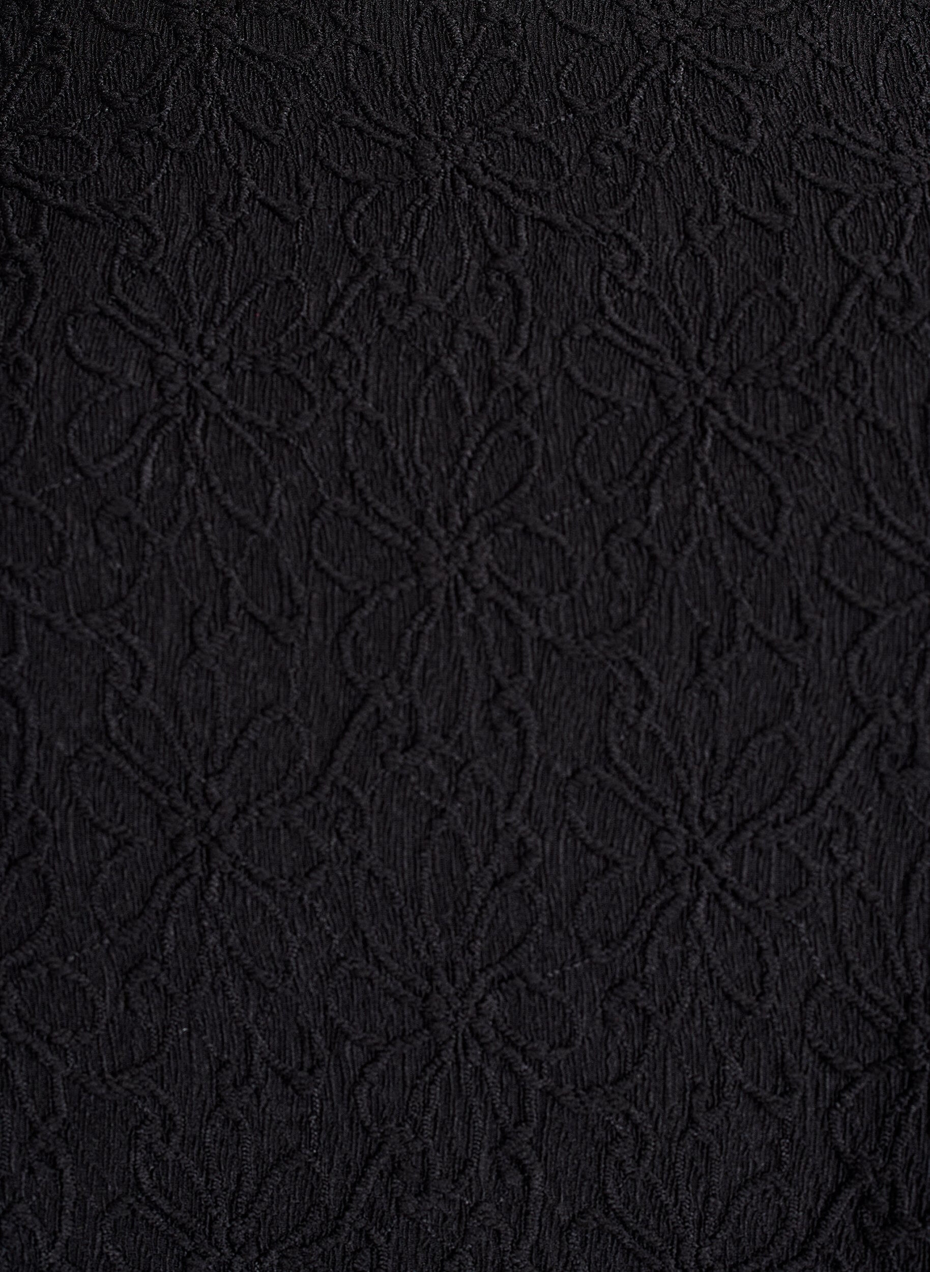 Zizzi Robe florale textur&eacute;e &agrave; manches longues, Noir, Packshot image number 2